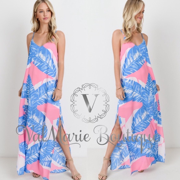 SZ S LAST 1! Let’s Escape palm leaf maxi dress - Picture 3 of 4